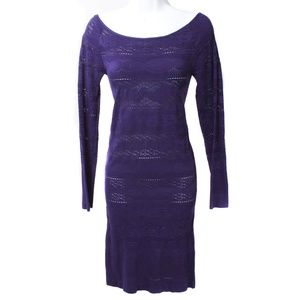 🍍POOF! Purple Netted Open Pattern Bodycon Dress